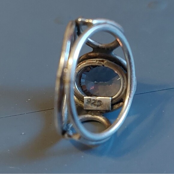 Vintage Bezel Set Mystic Topaz Oval Stone on Sterling Silver Ring Size 7.75 - Picture 6 of 8